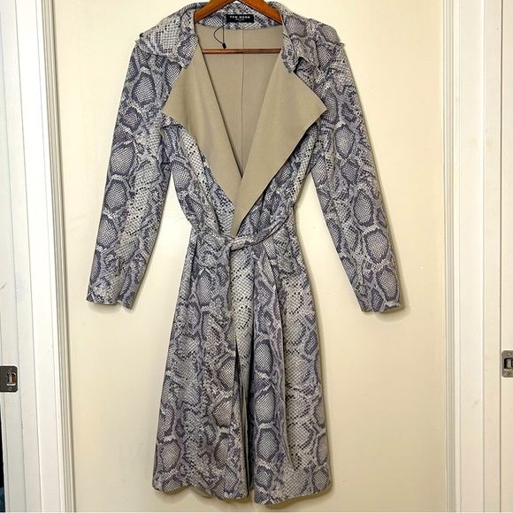 Few Moda New York Jackets & Blazers - Snake Skin Faux Suede Trench Coat